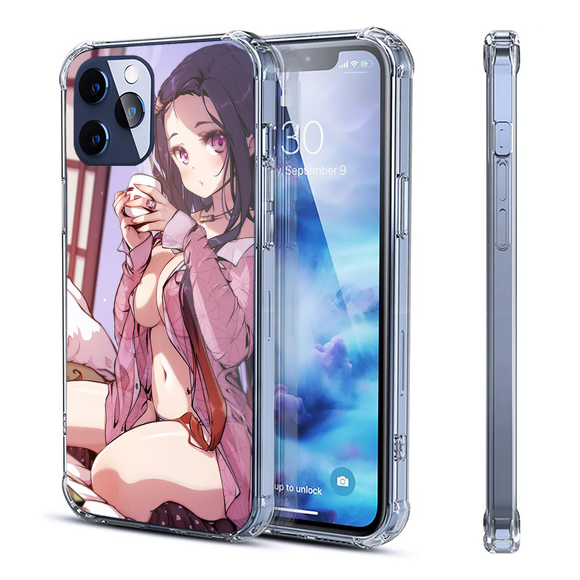 （画像用） 鬼滅の刃（きめつのやいば）竈門 禰󠄀豆子／かまど ねずこ Kamado Nezuko 【iPhone 12シリーズ対応】透明スマホケース（クリアソフトケース）